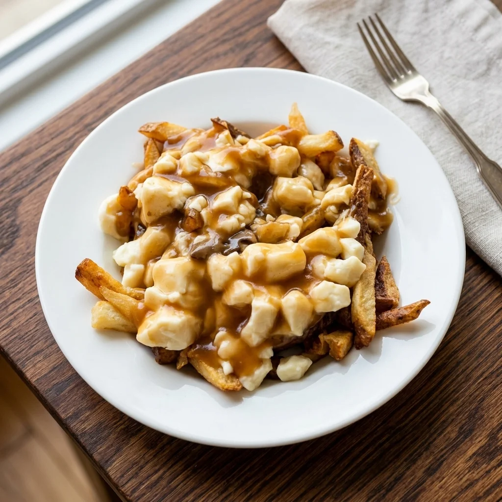 Poutine with real cheese curds at Pelly Pine Restaurant in Pelly, SK